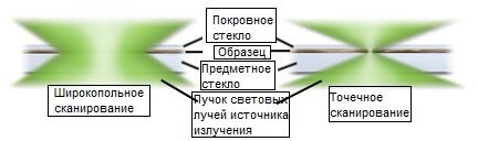 Широкопольное и точечное сканирование образцов
