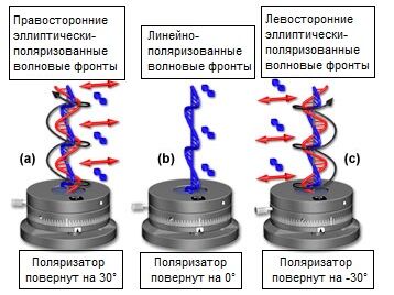 Влияние компенсатора Сенармона на волновые фронты